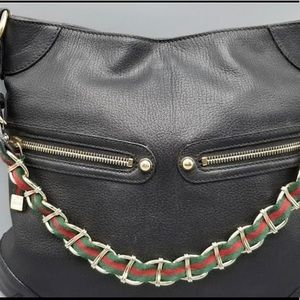 Gucci Black Leather Princy Chain Hobo